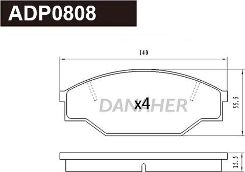 Danaher ADP0808 - Kit de plaquettes de frein, frein à disque cwaw.fr