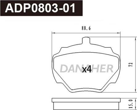 Danaher ADP0803-01 - Kit de plaquettes de frein, frein à disque cwaw.fr