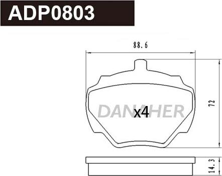 Danaher ADP0803 - Kit de plaquettes de frein, frein à disque cwaw.fr