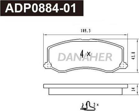 Danaher ADP0884-01 - Kit de plaquettes de frein, frein à disque cwaw.fr