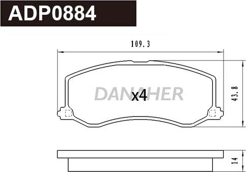 Danaher ADP0884 - Kit de plaquettes de frein, frein à disque cwaw.fr