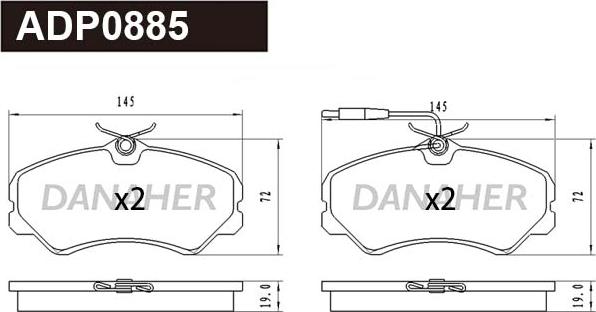 Danaher ADP0885 - Kit de plaquettes de frein, frein à disque cwaw.fr