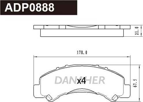 Danaher ADP0888 - Kit de plaquettes de frein, frein à disque cwaw.fr