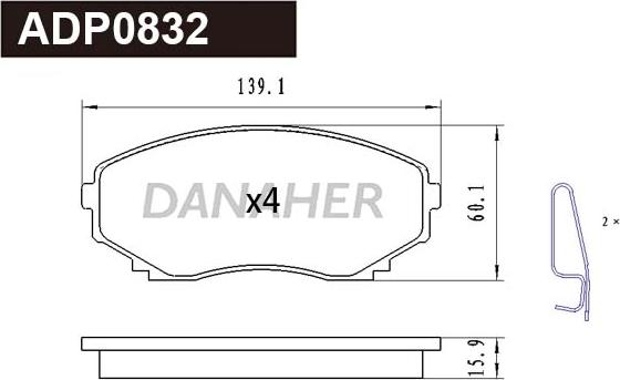 Danaher ADP0832 - Kit de plaquettes de frein, frein à disque cwaw.fr