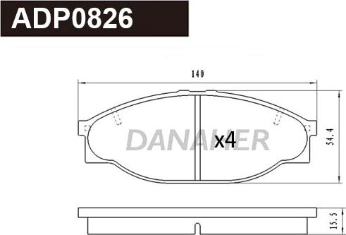 Danaher ADP0826 - Kit de plaquettes de frein, frein à disque cwaw.fr