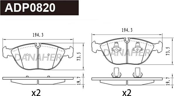 Danaher ADP0820 - Kit de plaquettes de frein, frein à disque cwaw.fr