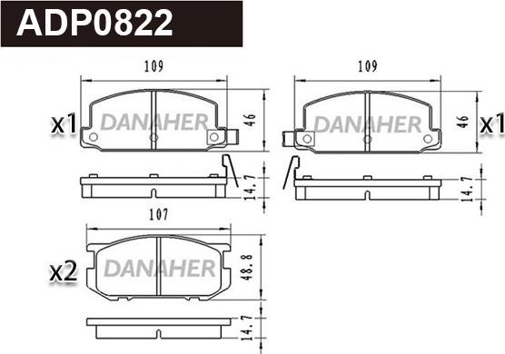 Danaher ADP0822 - Kit de plaquettes de frein, frein à disque cwaw.fr