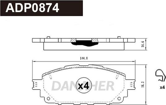 Danaher ADP0874 - Kit de plaquettes de frein, frein à disque cwaw.fr