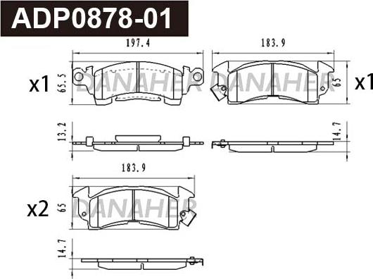 Danaher ADP0878-01 - Kit de plaquettes de frein, frein à disque cwaw.fr