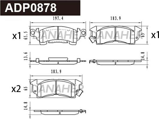 Danaher ADP0878 - Kit de plaquettes de frein, frein à disque cwaw.fr