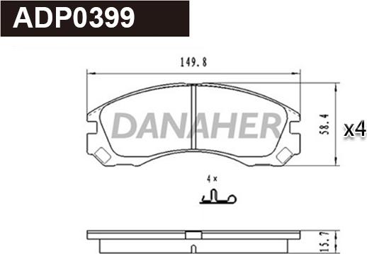 Danaher ADP0399 - Kit de plaquettes de frein, frein à disque cwaw.fr