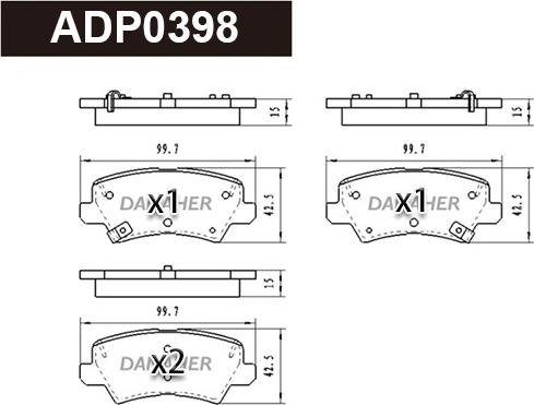 Danaher ADP0398 - Kit de plaquettes de frein, frein à disque cwaw.fr