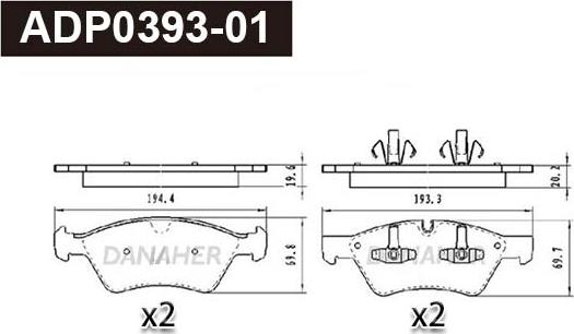 Danaher ADP0393-01 - Kit de plaquettes de frein, frein à disque cwaw.fr