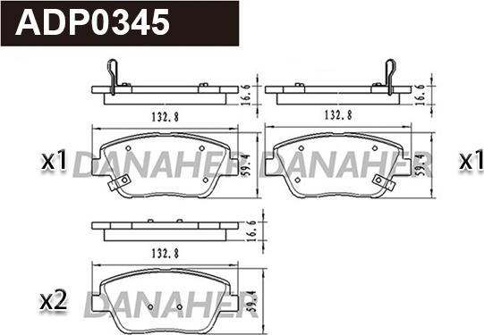 Danaher ADP0345 - Kit de plaquettes de frein, frein à disque cwaw.fr