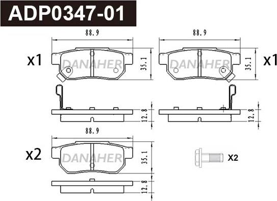 Danaher ADP0347-01 - Kit de plaquettes de frein, frein à disque cwaw.fr