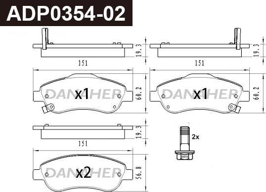 Danaher ADP0354-02 - Kit de plaquettes de frein, frein à disque cwaw.fr