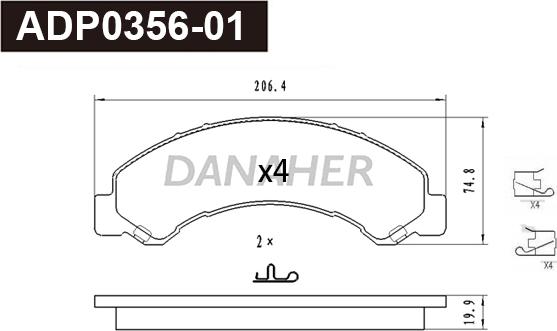 Danaher ADP0356-01 - Kit de plaquettes de frein, frein à disque cwaw.fr