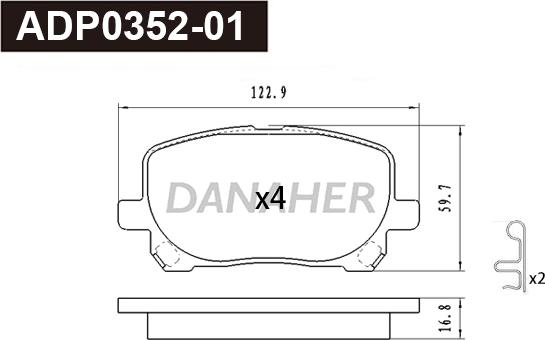 Danaher ADP0352-01 - Kit de plaquettes de frein, frein à disque cwaw.fr