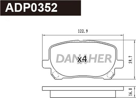 Danaher ADP0352 - Kit de plaquettes de frein, frein à disque cwaw.fr