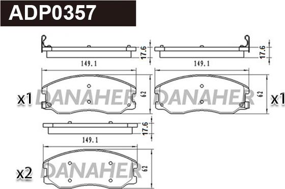 Danaher ADP0357 - Kit de plaquettes de frein, frein à disque cwaw.fr