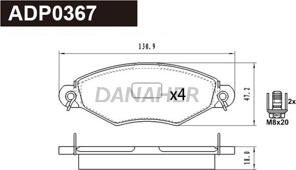 Danaher ADP0367 - Kit de plaquettes de frein, frein à disque cwaw.fr