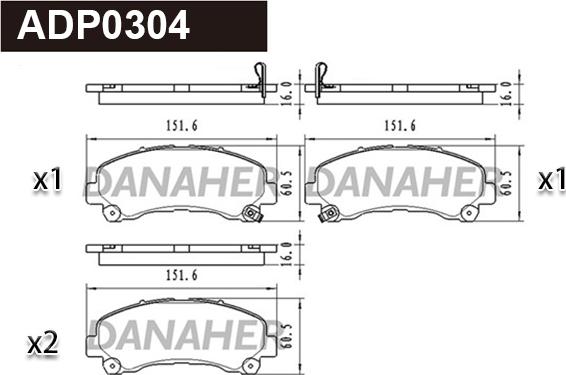 Danaher ADP0304 - Kit de plaquettes de frein, frein à disque cwaw.fr