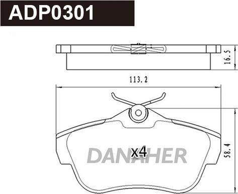 Danaher ADP0301 - Kit de plaquettes de frein, frein à disque cwaw.fr