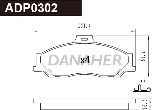 Danaher ADP0302 - Kit de plaquettes de frein, frein à disque cwaw.fr