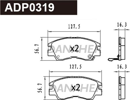 Danaher ADP0319 - Kit de plaquettes de frein, frein à disque cwaw.fr