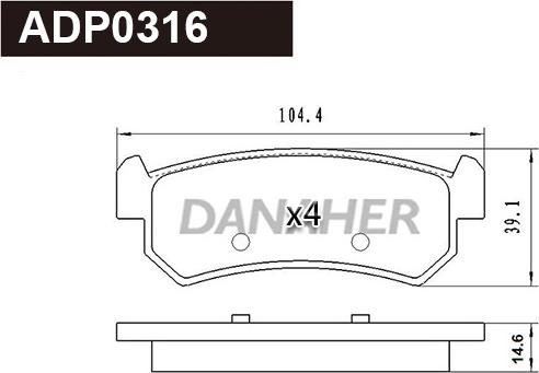 Danaher ADP0316 - Kit de plaquettes de frein, frein à disque cwaw.fr