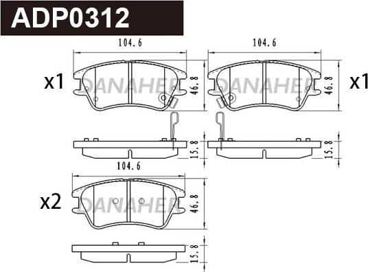 Danaher ADP0312 - Kit de plaquettes de frein, frein à disque cwaw.fr