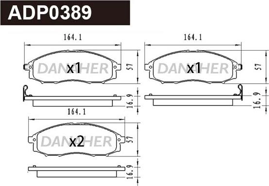 Danaher ADP0389 - Kit de plaquettes de frein, frein à disque cwaw.fr