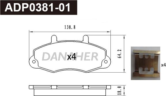 Danaher ADP0381-01 - Kit de plaquettes de frein, frein à disque cwaw.fr