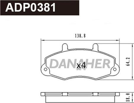 Danaher ADP0381 - Kit de plaquettes de frein, frein à disque cwaw.fr