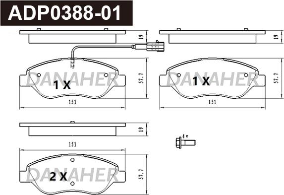 Danaher ADP0388-01 - Kit de plaquettes de frein, frein à disque cwaw.fr