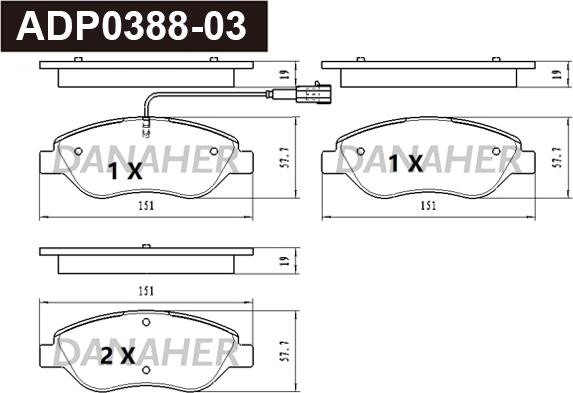 Danaher ADP0388-03 - Kit de plaquettes de frein, frein à disque cwaw.fr