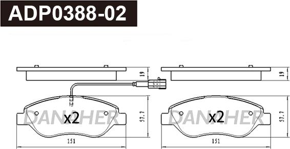 Danaher ADP0388-02 - Kit de plaquettes de frein, frein à disque cwaw.fr