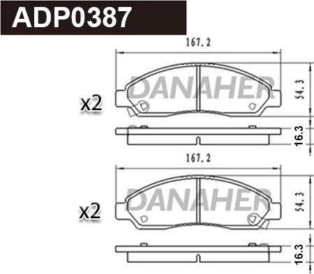 Danaher ADP0387 - Kit de plaquettes de frein, frein à disque cwaw.fr