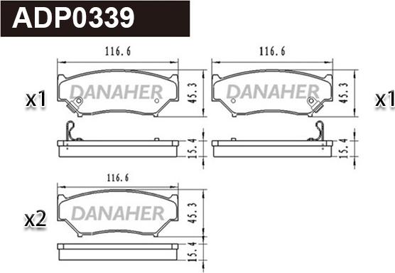 Danaher ADP0339 - Kit de plaquettes de frein, frein à disque cwaw.fr