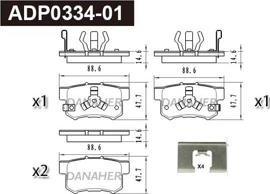 Danaher ADP0334-01 - Kit de plaquettes de frein, frein à disque cwaw.fr