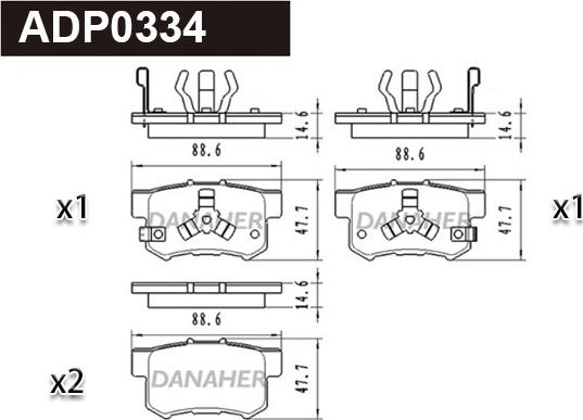 Danaher ADP0334 - Kit de plaquettes de frein, frein à disque cwaw.fr