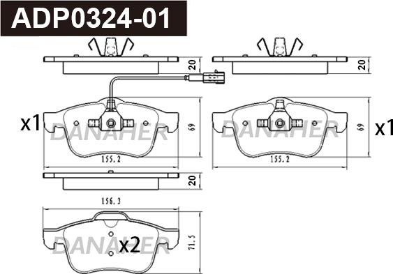 Danaher ADP0324-01 - Kit de plaquettes de frein, frein à disque cwaw.fr