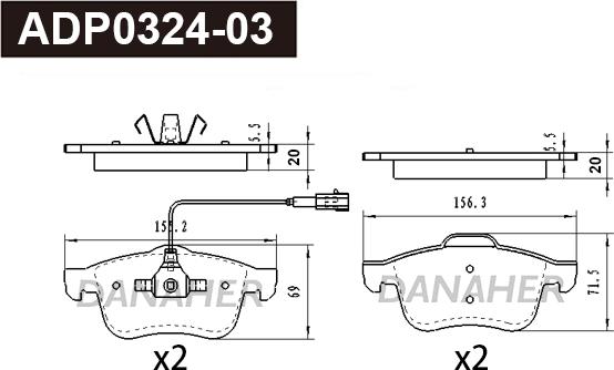 Danaher ADP0324-03 - Kit de plaquettes de frein, frein à disque cwaw.fr