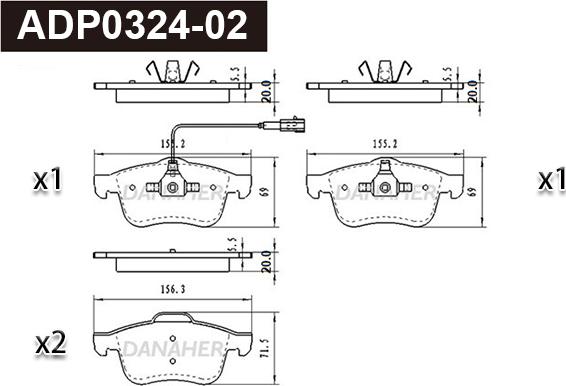 Danaher ADP0324-02 - Kit de plaquettes de frein, frein à disque cwaw.fr