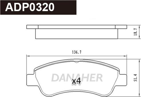 Danaher ADP0320 - Kit de plaquettes de frein, frein à disque cwaw.fr