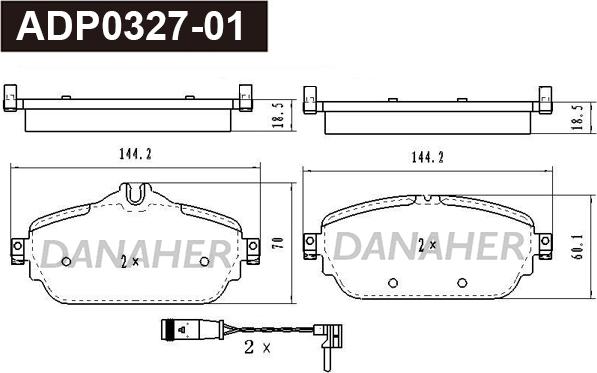 Danaher ADP0327-01 - Kit de plaquettes de frein, frein à disque cwaw.fr