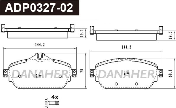 Danaher ADP0327-02 - Kit de plaquettes de frein, frein à disque cwaw.fr