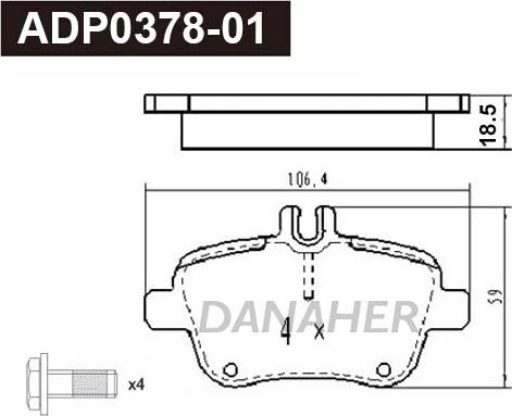 Danaher ADP0378-01 - Kit de plaquettes de frein, frein à disque cwaw.fr