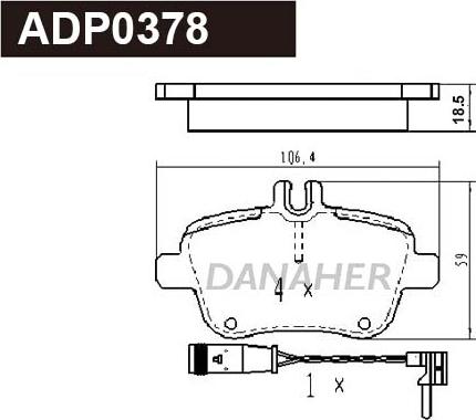 Danaher ADP0378 - Kit de plaquettes de frein, frein à disque cwaw.fr