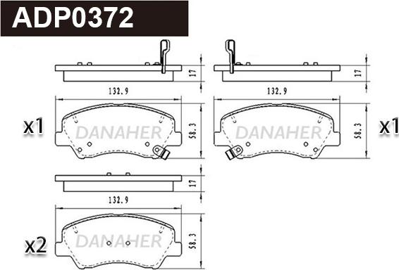 Danaher ADP0372 - Kit de plaquettes de frein, frein à disque cwaw.fr